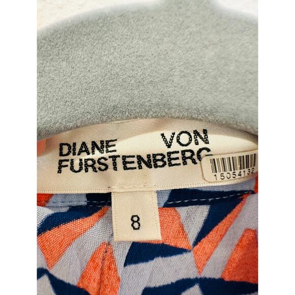 DOANE VON FURSTENBERG Women's Multicolored Geometric Print Ana Wrap Dress Size 8 - Picture 9 of 13
